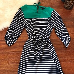 GAP navy and white striped dress